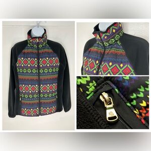 Lauren Ralph Lauren Fleece Jacket Size‎ Medium Quilted Fleece Fair Isle Bohemian